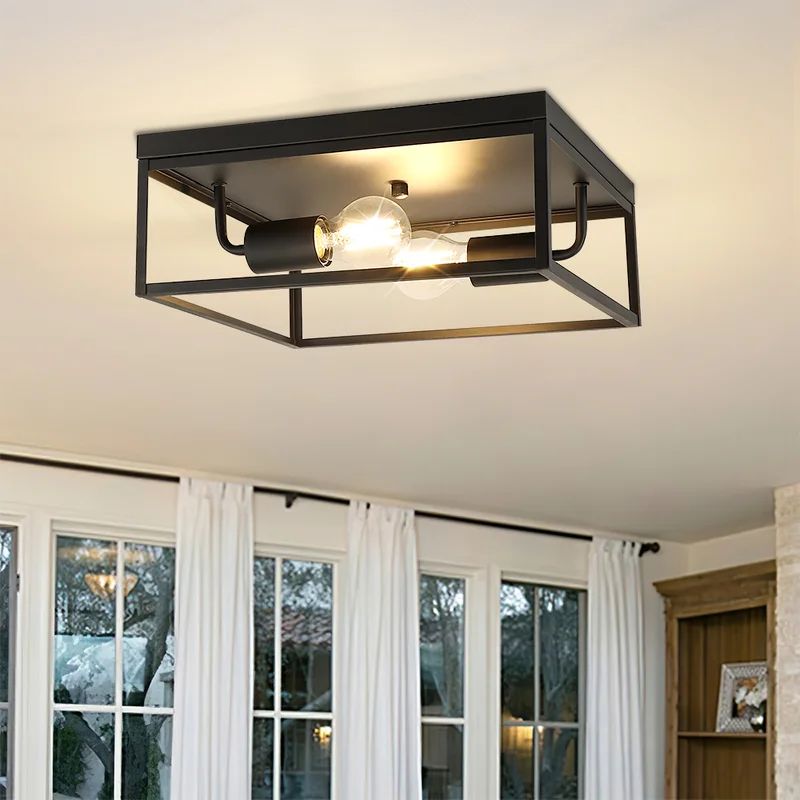 17 Stories 13" 2-light Flush Mount Lighting Cage Square Ceiling Light | Wayfair Professional