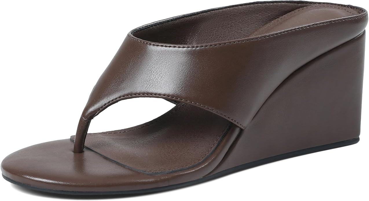 AMINUGAL Wedge Sandals for Women Trendy Dressy Summer Wedges Heels for Women Chunky Heel Open Rou... | Amazon (US)