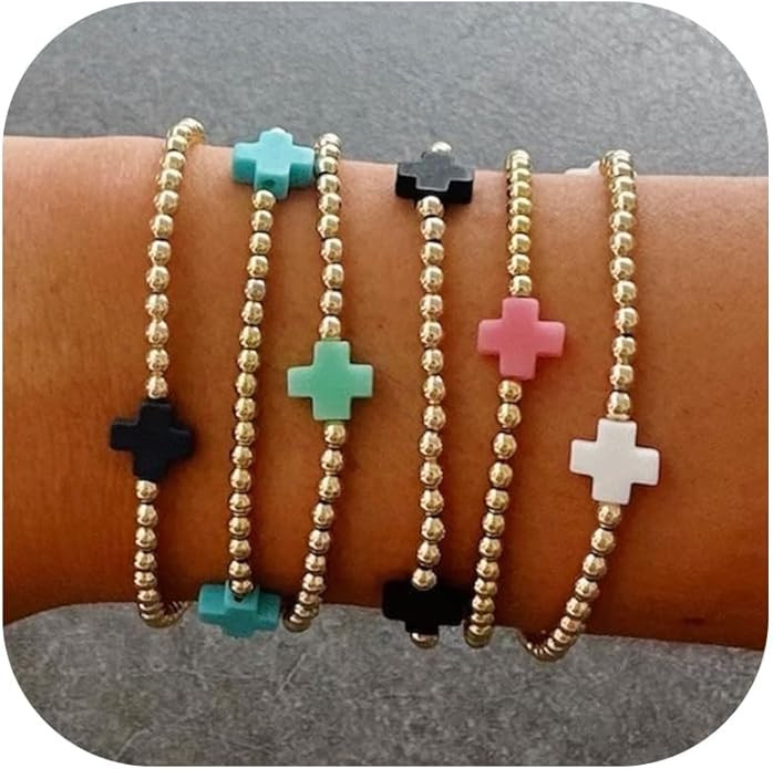 HUASAI Gold Beaded Bracelets for Women Trendy Non Tarnish Gold Bracelet Stack Jewelry Sets Paperc... | Amazon (US)