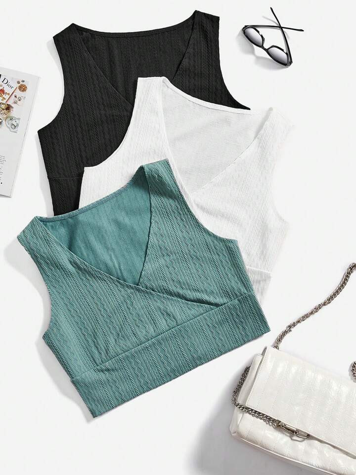 SHEIN Essnce Plus 3pcs Solid Tank Top | SHEIN