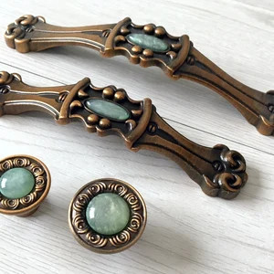 3.75 5 Antique Brass Drawer Pull Green Dresser Knobs Pulls Handles Kitchen Cabinet Knob Retro Han... | Etsy (US)