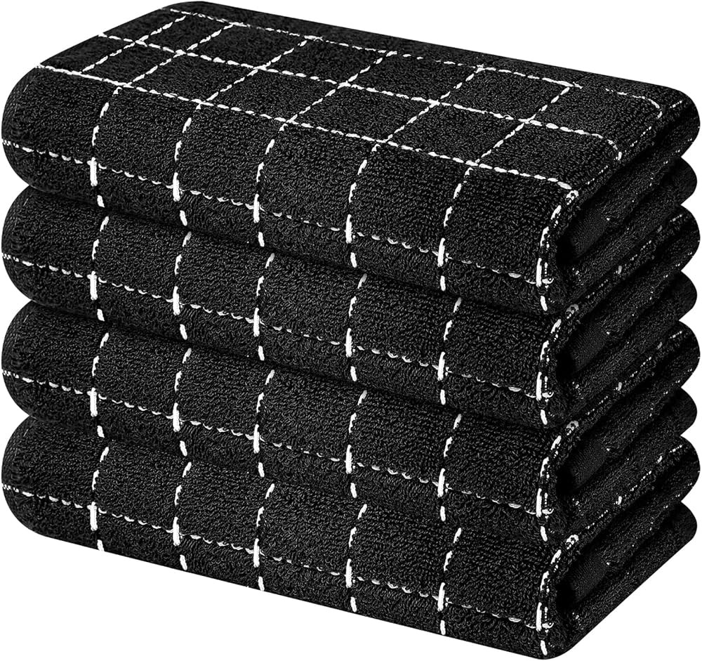 100% Cotton Terry Cloth Kitchen Towels, Super Soft and Absorbent Dish Towels for Drying, Checkere... | Amazon (US)
