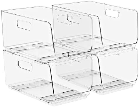 Sorbus Stackable Storage Bins Open Front - Clear Stackable Storage Bins - Pantry Bins for Storage... | Amazon (US)