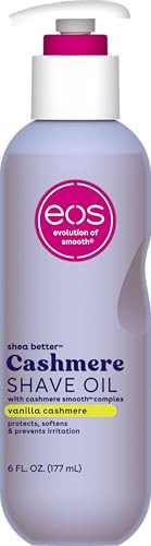 eos Cashmere Shave Oil, Vanilla Cashmere, Soothing Moisturizing, Prevents Irritation and Razor Burn, Bikini Area-Approved, Body Care, 6 fl oz | Amazon (US)