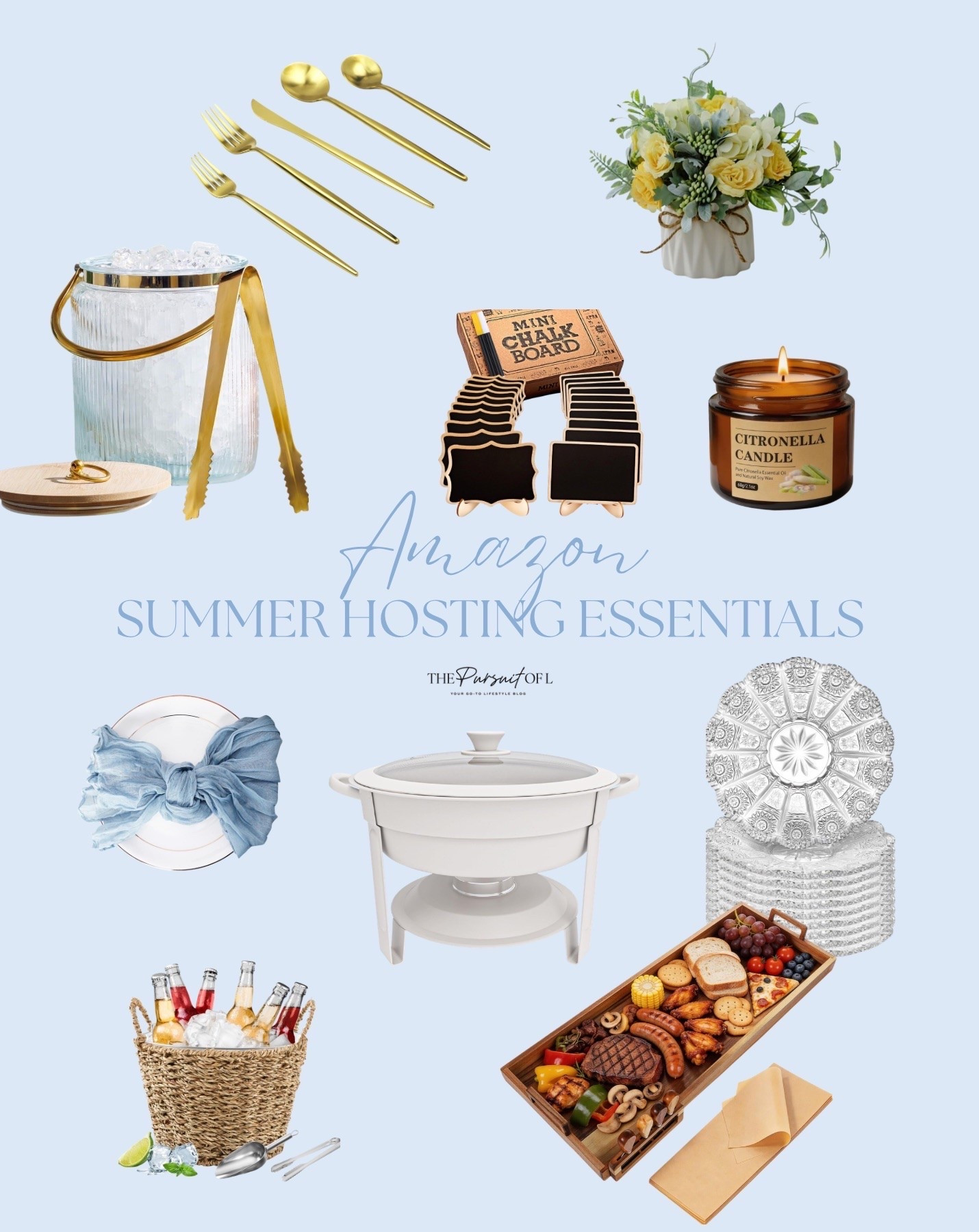 The summer hosting situation of my dreams. 🤍 I rounded up everything you need to create a beautiful outdoor gathering, including soft blue table linens, gold flatware & serving pieces that are just as practical as they are pretty. Your next summer dinner party starts here!

#SummerHosting #OutdoorEntertaining #SummerTablescape #DinnerPartyIdeas #AmazonHome #LTKHome

#LTKSeasonal #LTKHome