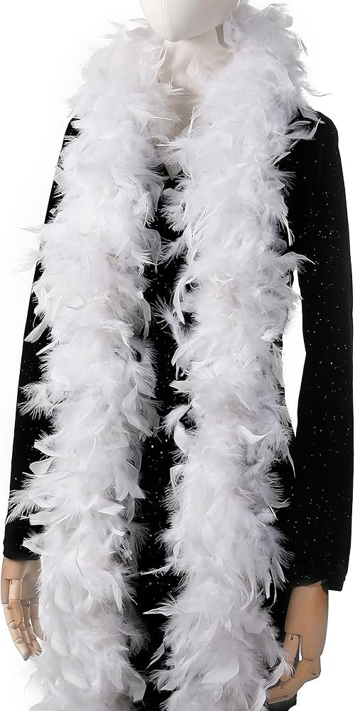Larryhot 45g White Feather Boa - 2 Yards Turkey Boa Feathers for Party Bulk,Christmas,Wedding Cen... | Amazon (US)