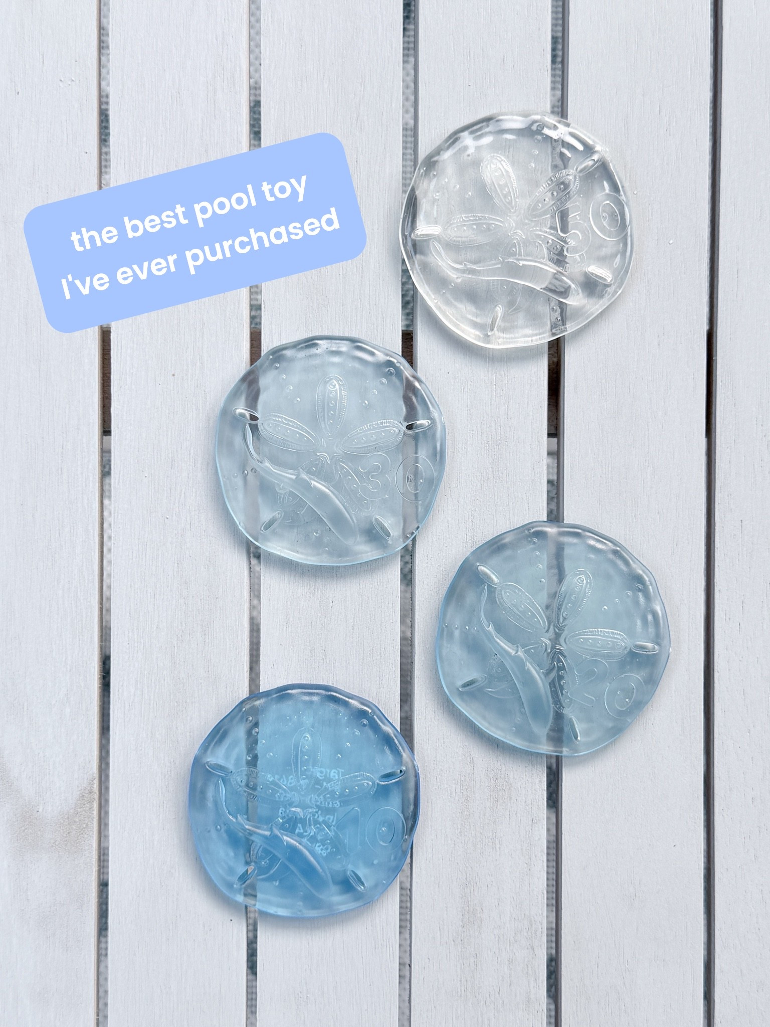 These sand dollar dive toys have been the mvp of summer so far! The blue to clear color gradient makes them pretty challenging to the point where it may or may not have taken us an hour and a half to find the clear one in the deep end 🤣 10/10 recommend for both kids & adults.

#LTKSwim #LTKKids #LTKSeasonal