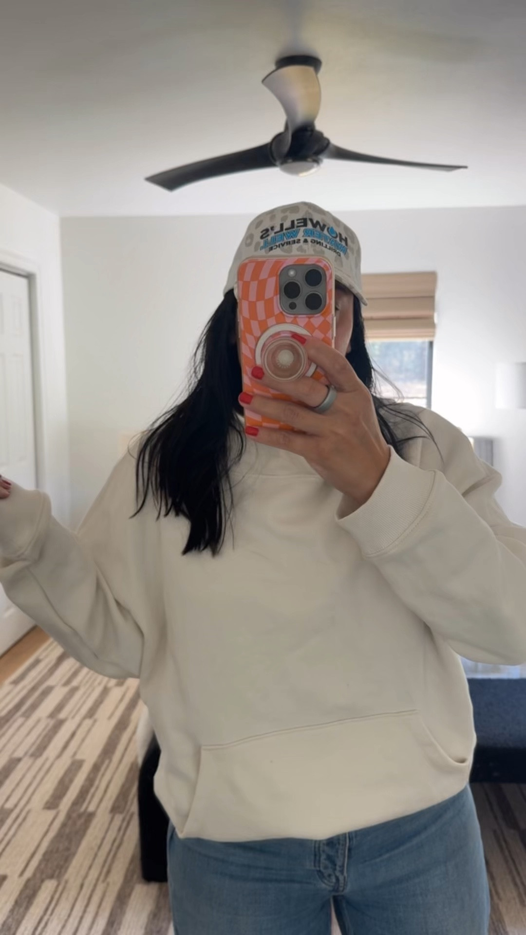 LOVE this hoodie! It’s soft and the perfect oversized fit and length. Wearing a size large and going to order it in all the colors. Jeans size 29 (I’m a size 10), shoes fit tts  

#LTKMidsize #LTKTravel #LTKOver40