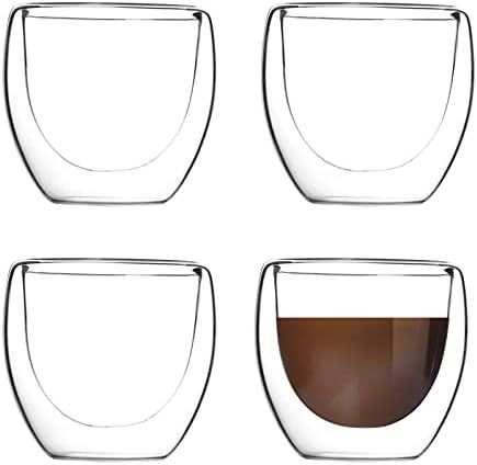 HOMEE 80ml Glass Espresso Cups, Artistic and Easy Pour Round Double-Layer Insulated Coffee Cup Sh... | Amazon (CA)