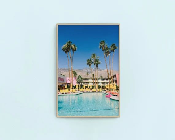 Poolside Palm Trees in Palm Springs Digital Art Print | Downloadable + Printable Gallery Wall Art... | Etsy (US)