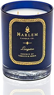 Harlem Candle Company Langston Luxury Scented Candle, Double Wick, 12 oz Navy Blue Glass Jar, Soy... | Amazon (US)
