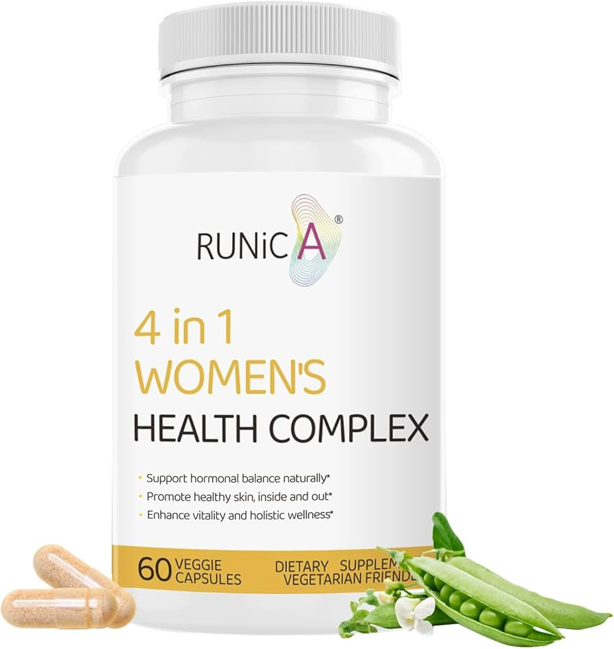 Women's 4-in-1 Natural Hormonal Balance & Skin Health Supplement - Rose Hip, Soy Isoflavones, Eve... | Amazon (US)