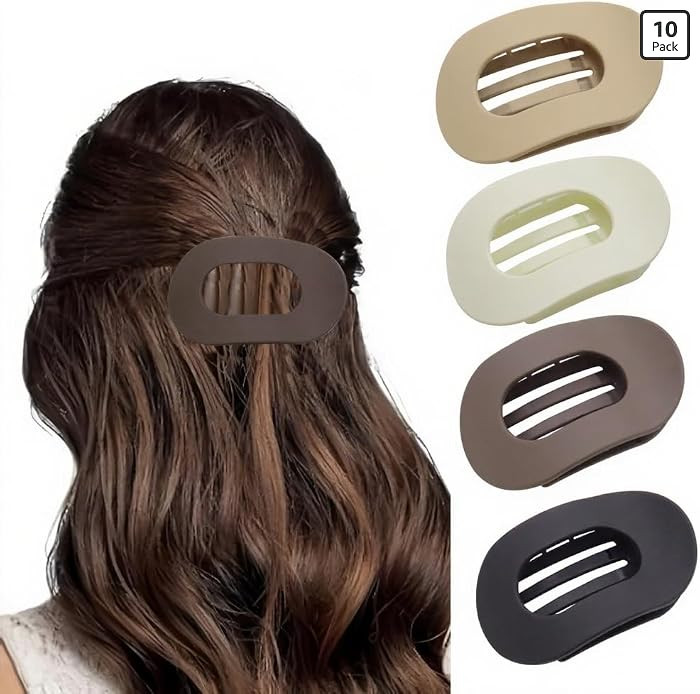 Bphne 4 Pack Flat Hair Clips for Women \u2013 Matte Oval French Claw Clips, 3.8 Inch Non Slip Str... | Amazon (US)