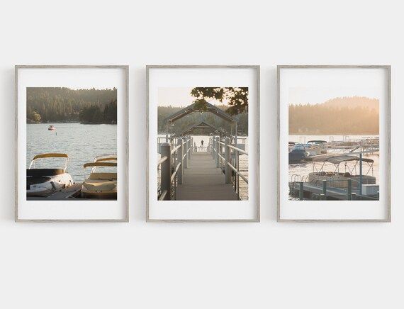 Lake Arrowhead Photography Print Set, California Lake Prints Big Bear Art Marina SUP Stand Up Pad... | Etsy (US)