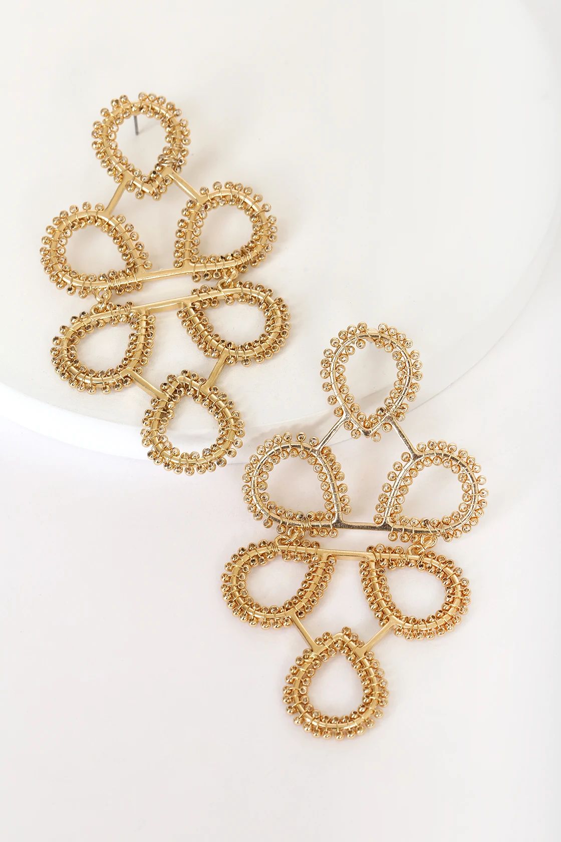 Living for the Glam Gold Beaded Statement Earrings | Lulus (US)