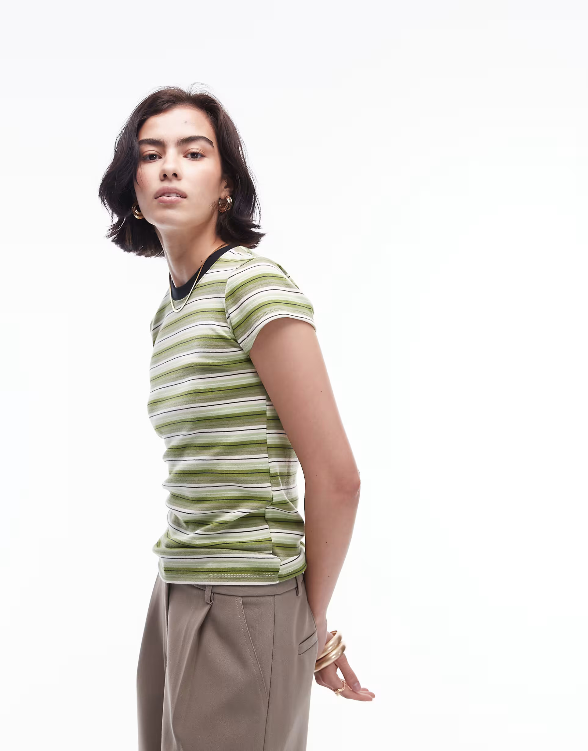 Topshop stripe longline tee in green | ASOS (Global)