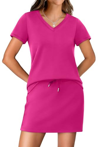NIASHOT Two Piece Skirt Sets for Women Summer Vacation Travel Outfits Tennis Golf Skorts Versatil... | Amazon (US)