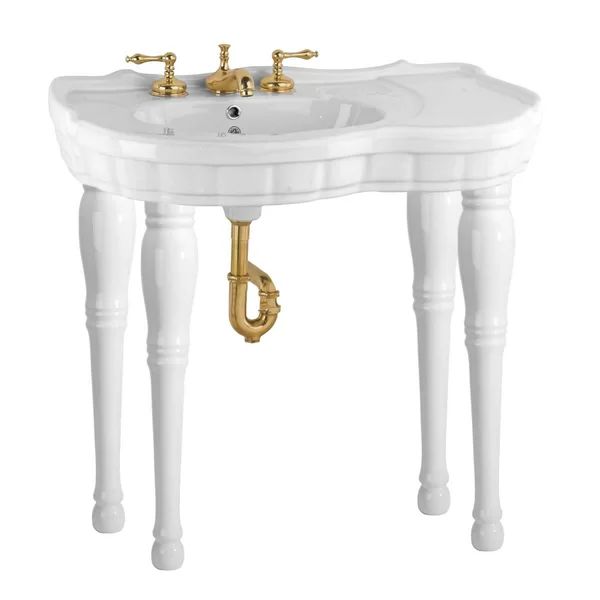 Southern Belle Four Spindle Leg Vitreous China 35" Console Bathroom Sink and Overflow | Wayfair North America