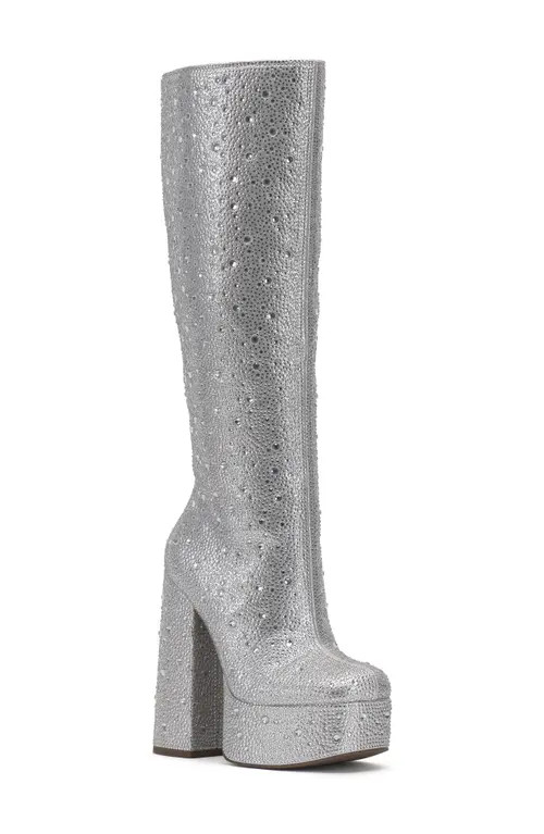 Jessica Simpson Sinalla Knee High Platform Boot in Silver at Nordstrom, Size 7 | Nordstrom