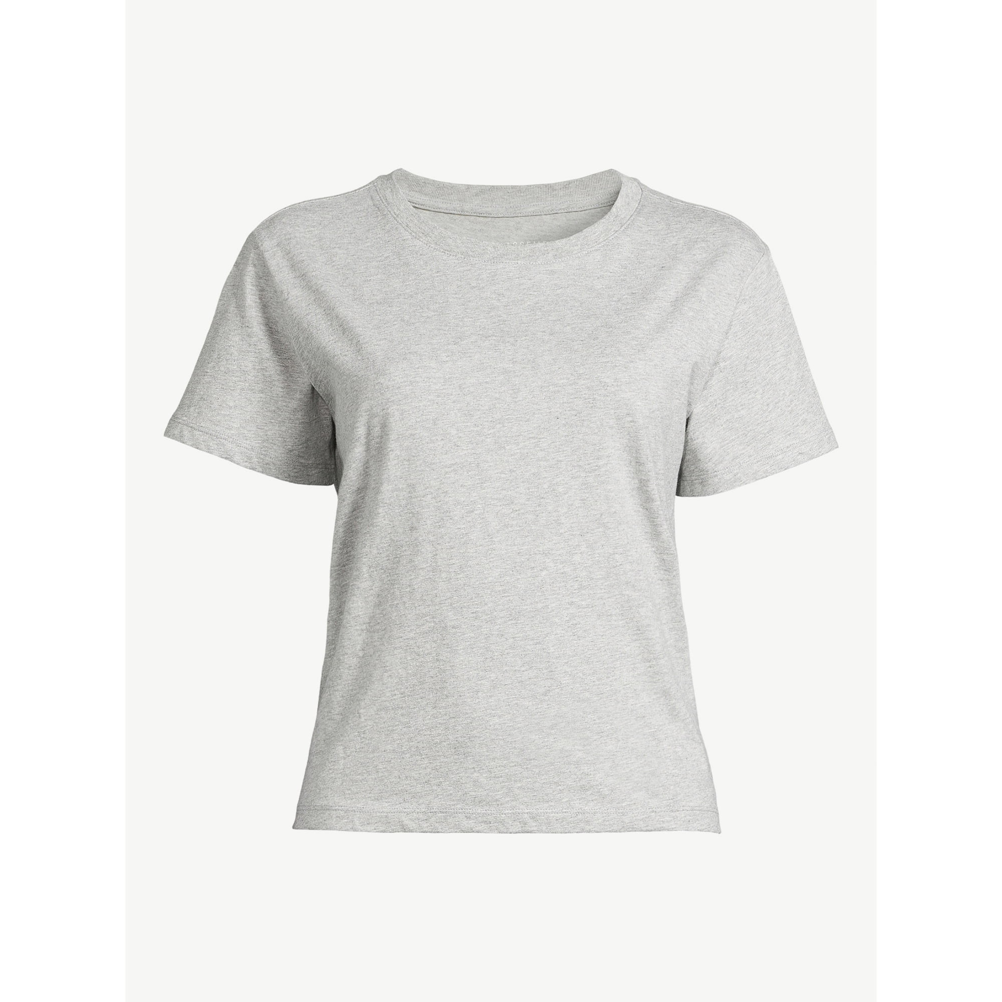 Free Assembly Women?s Cotton Cropped Boxy Tee with Short Sleeves, Sizes XS-XXL | Walmart (US)
