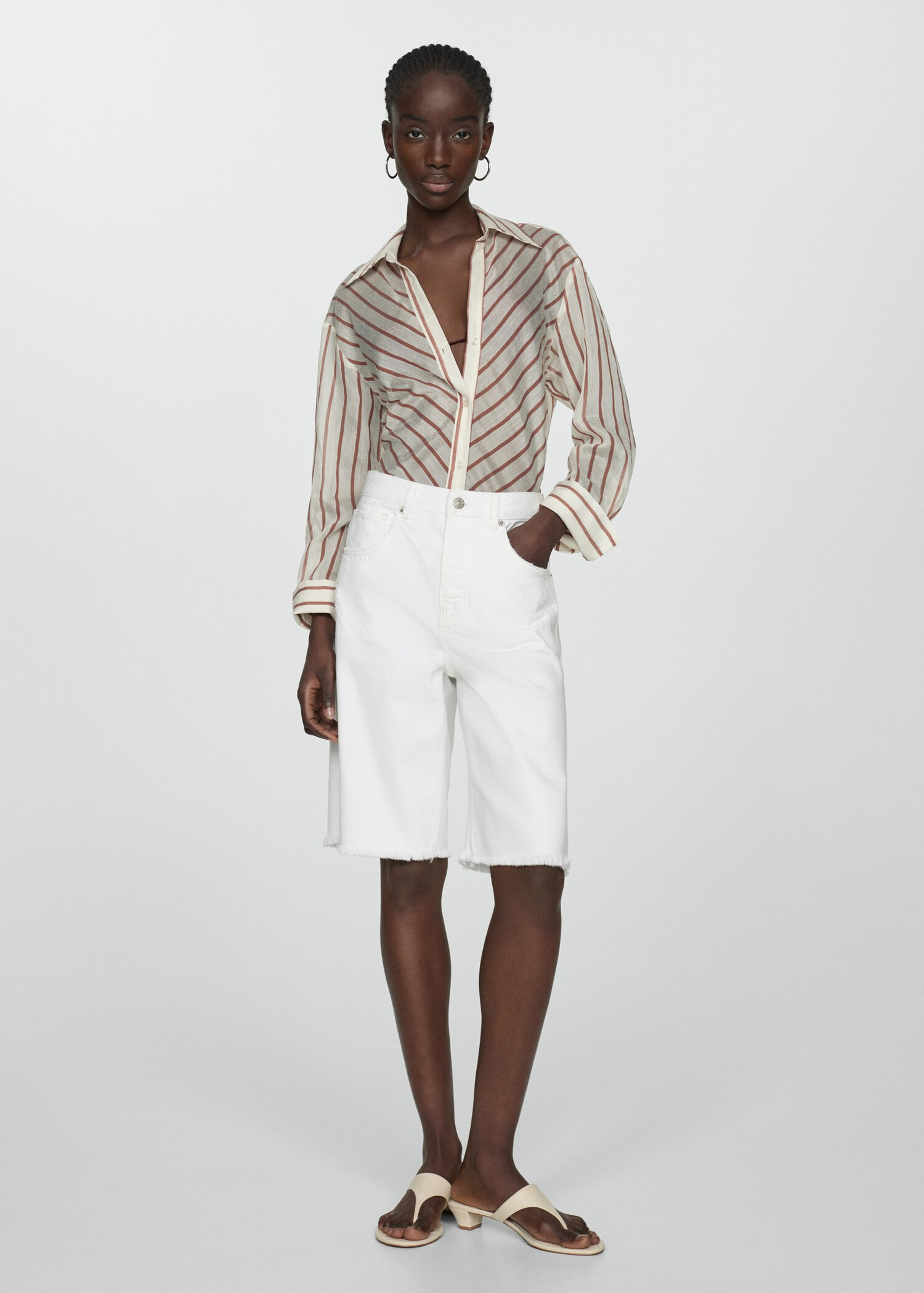 Straight-fit denim bermuda shorts - Woman | MANGO United Kingdom | MANGO (UK)