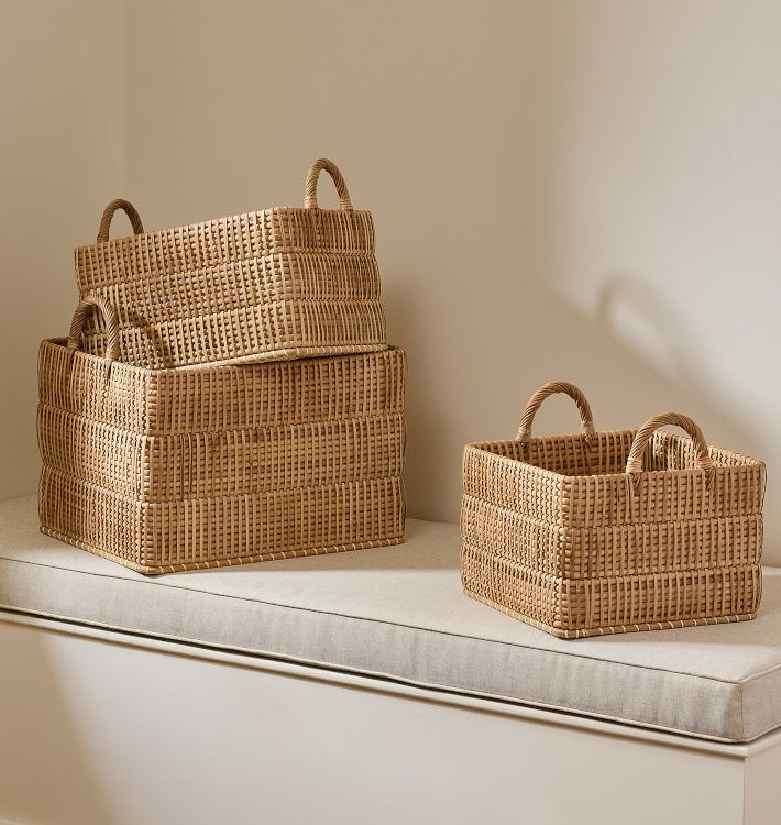 Bradley Rattan Basket 18x14x12in Rectangle Natural | Rejuvenation