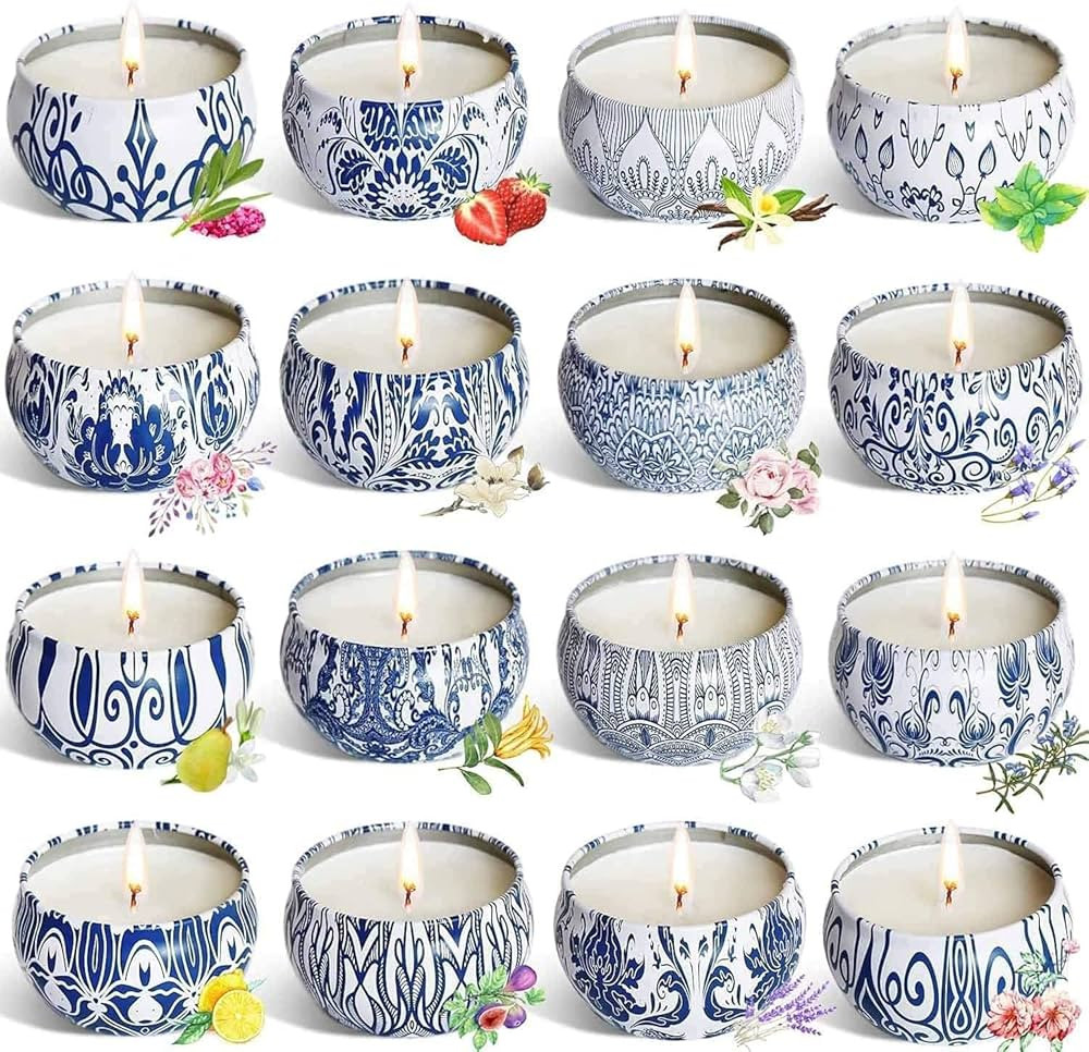 Scented Candles Gifts Set 16 Pack Soy Wax Travel Tin Jar Candles for Home 2.5 OZ Scented Candles ... | Amazon (US)