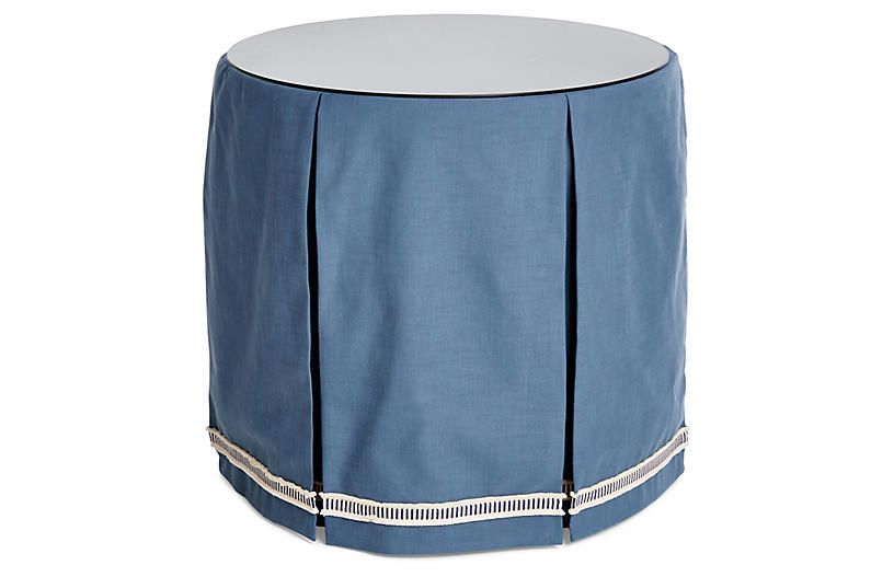 Eden Round Skirted Table, Indigo | One Kings Lane