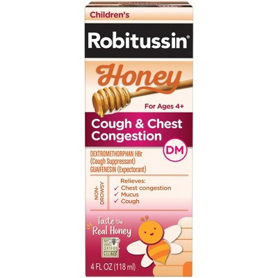 Children's Robitussin Cough & Chest Congestion DM Relief Liquid - Dextromethorphan - Honey - 4 fl oz | Target