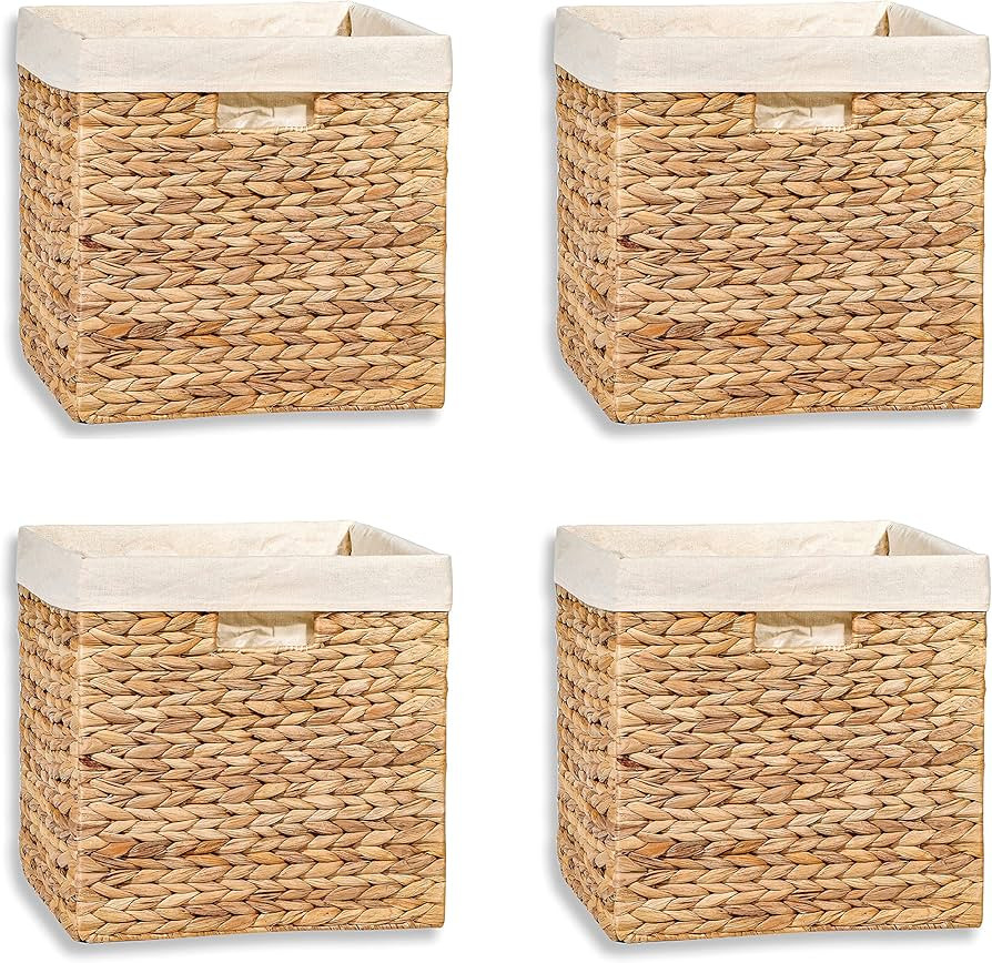 12" Foldable Hyacinth Storage Basket with Iron Wire Frame and Removable Liner By Trademark Innova... | Amazon (US)