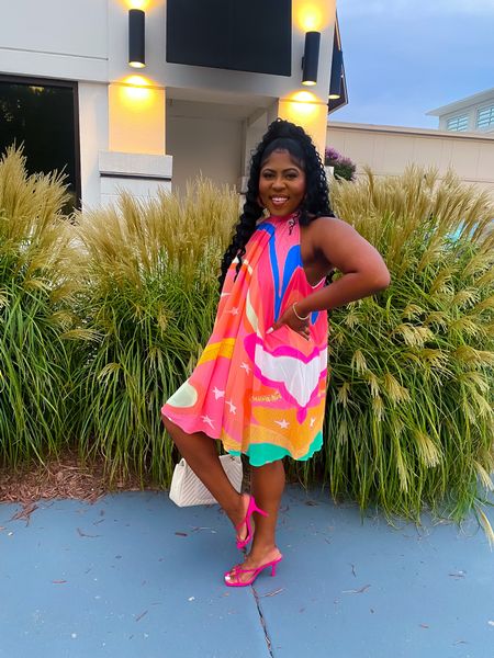 Multi colored dress. Dress. Date night outfit. 

Heels are shoptheskycollection.com  (can’t link)

#LTKunder50 #LTKstyletip #LTKsalealert