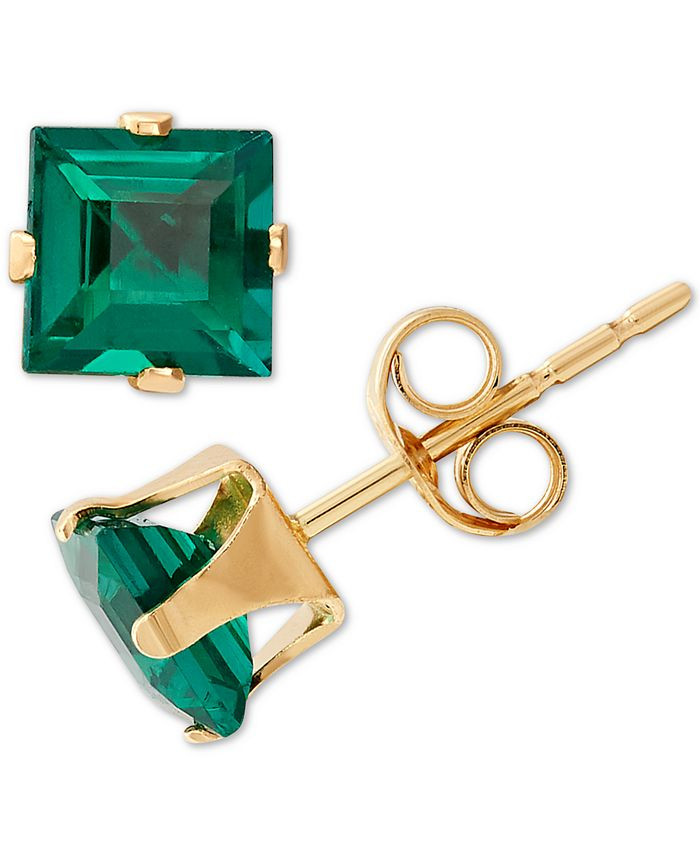 Lab-Created Emerald Stud Earrings (1 ct. t.w.) in 14k Gold | Macys (US)