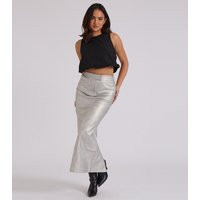 Women's Silver Faux Leather Midi Skirt Urban Bliss New Look | New Look (UK)