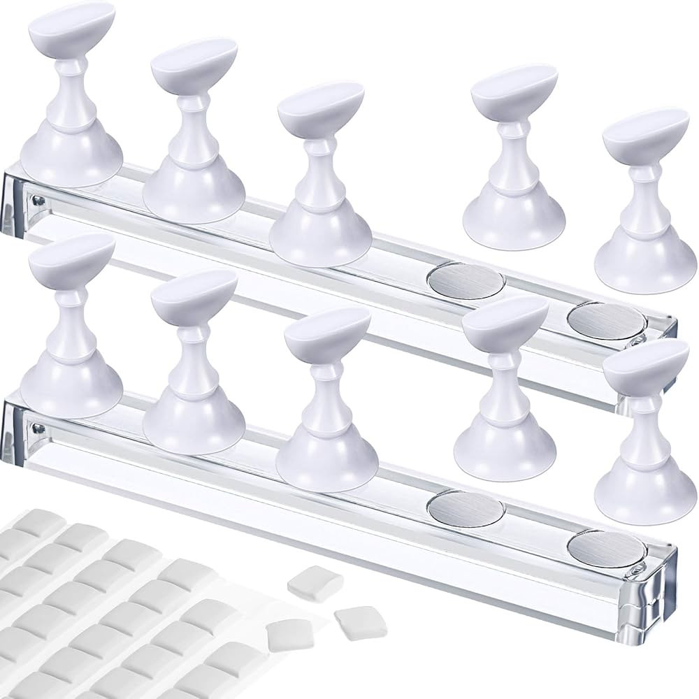 Blulu 2 Set Acrylic Nail Design Practice Stands Magnetic Nails Holders Training Fingernail Displa... | Amazon (US)
