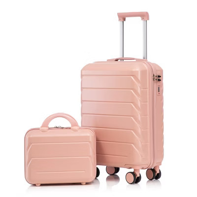 YOOCOZZ 2-Piece 14"/20" Luggage Sets in ABS with Spinner Wheel,Combination Lock and Cosmetic Case-Pink | Target