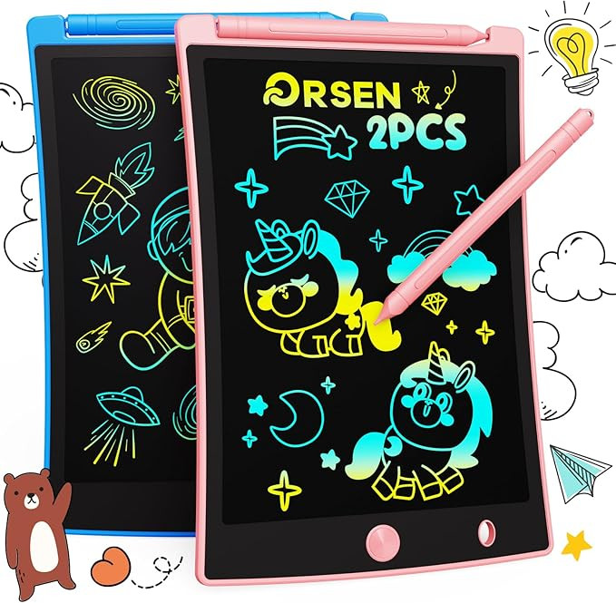 ORSEN 2 Pack LCD Writing Tablet for Kids, Colorful Doodle Board Drawing Pad for Kids, Learning Ed... | Amazon (US)
