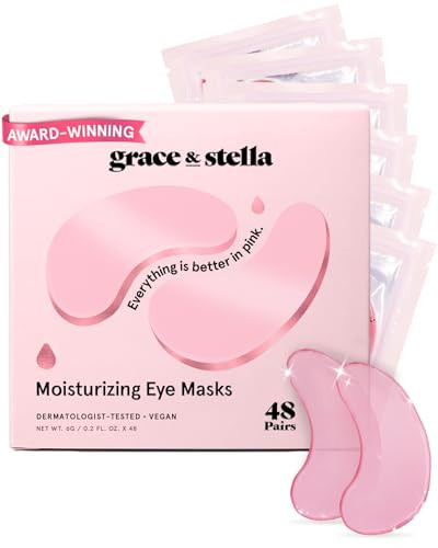 grace & stella Award Winning Under Eye Mask - Reduce Dark Circles, Puffy Eyes, Undereye Bags, Wrinkles - Gel Under Eye Patches - Valentines Gifts for Her - Vegan Cruelty-Free (48 Pairs, Pink) | Amazon (US)
