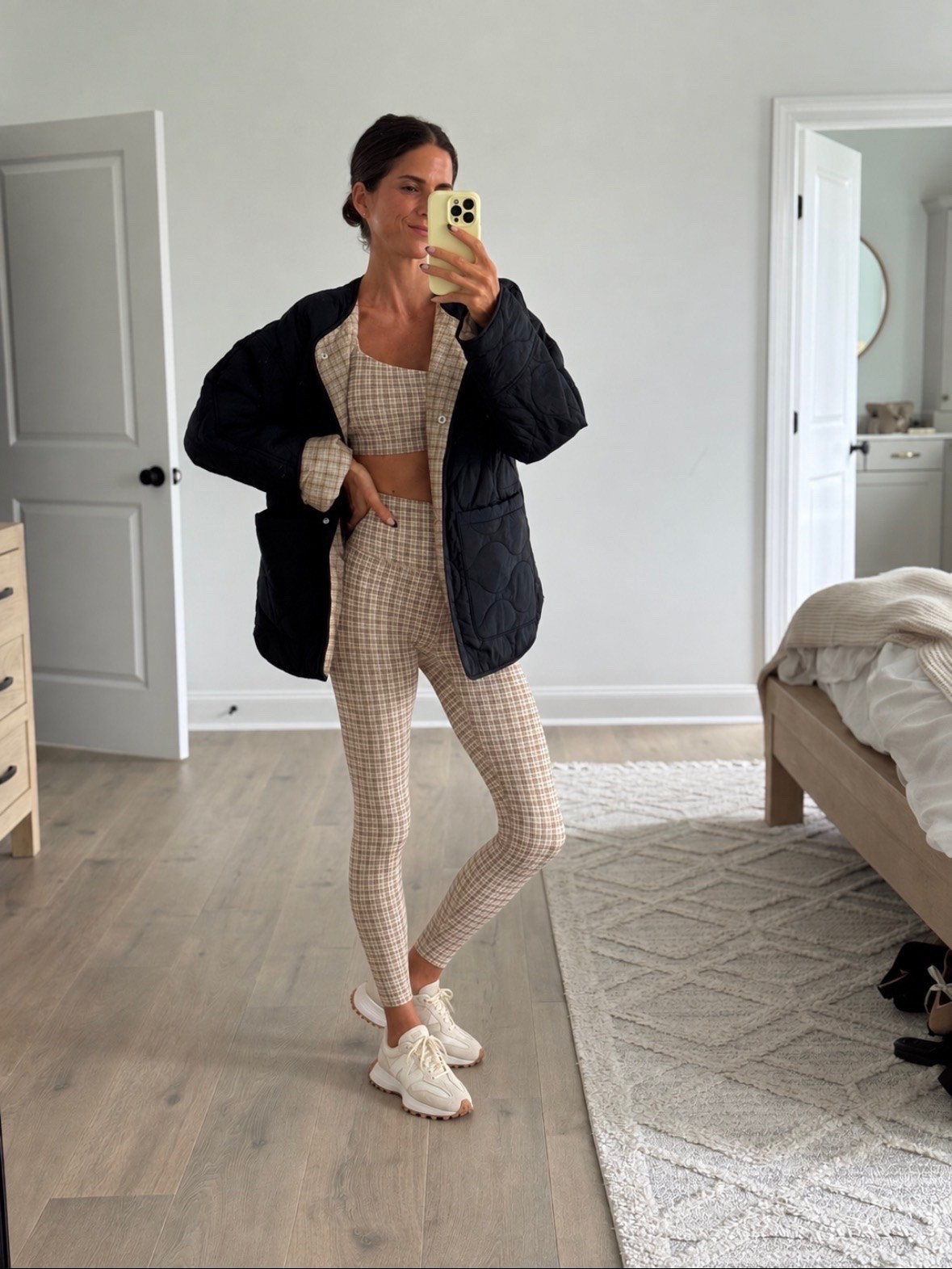 Fall athleisure, but make it cute 🤎🍂 This matching plaid set paired with a lightweight quilted jacket + neutral sneakers is the easiest combo for busy fall days. Comfy, put together, and perfect for layering! #falloutfit #athleisure #fallstyle #casualoutfit #LTKstyle

#LTKSeasonal #LTKmomlife #LTKootd