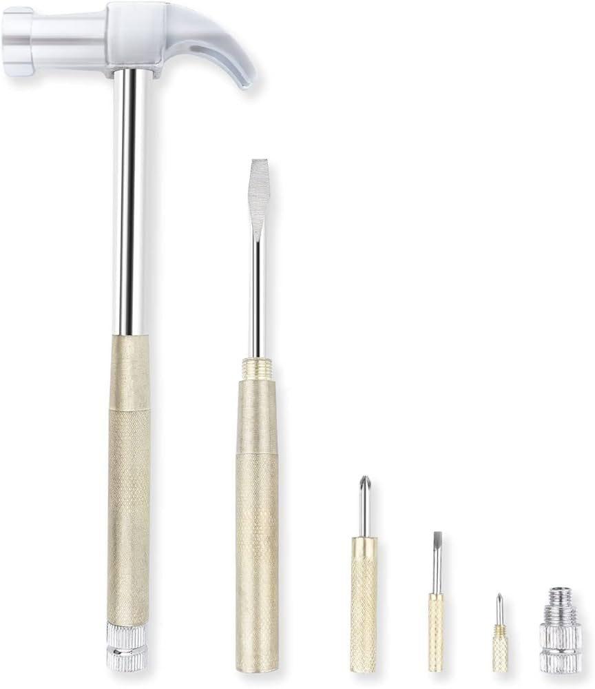YOUMI 6 in 1 Metal Hammer & Screwdriver Multitool Set with Anti-Slip Grip Handle Slotted/Flat Hea... | Amazon (US)