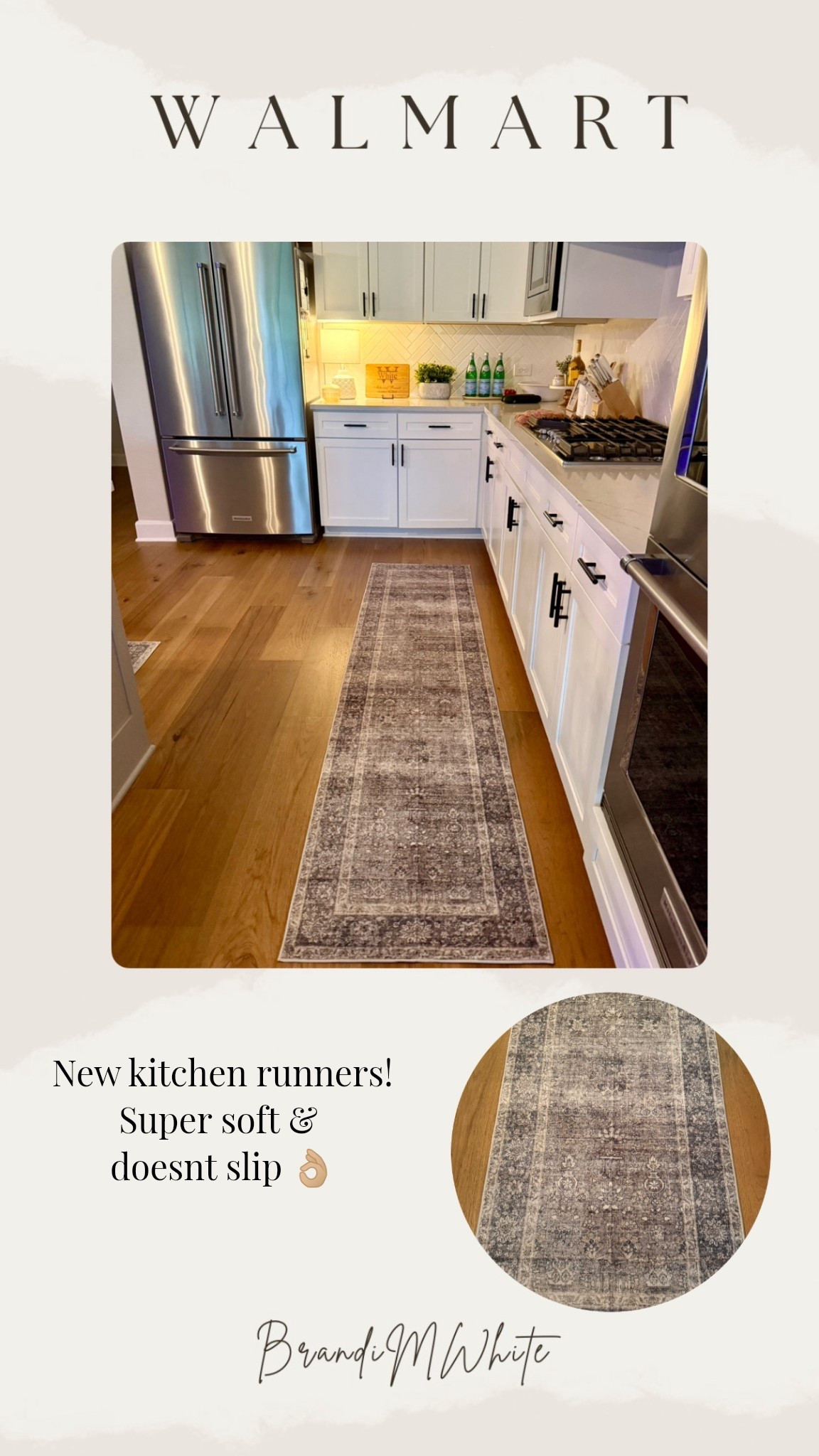 Kitchen runners from Walmart 

This is the 2x8 but I also ordered the 2x6 for infront of the sink. Great quality! 