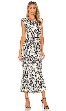 Norma Kamali Sleeveless Fishtail Midi Dress in Vines from Revolve.com | Revolve Clothing (Global)