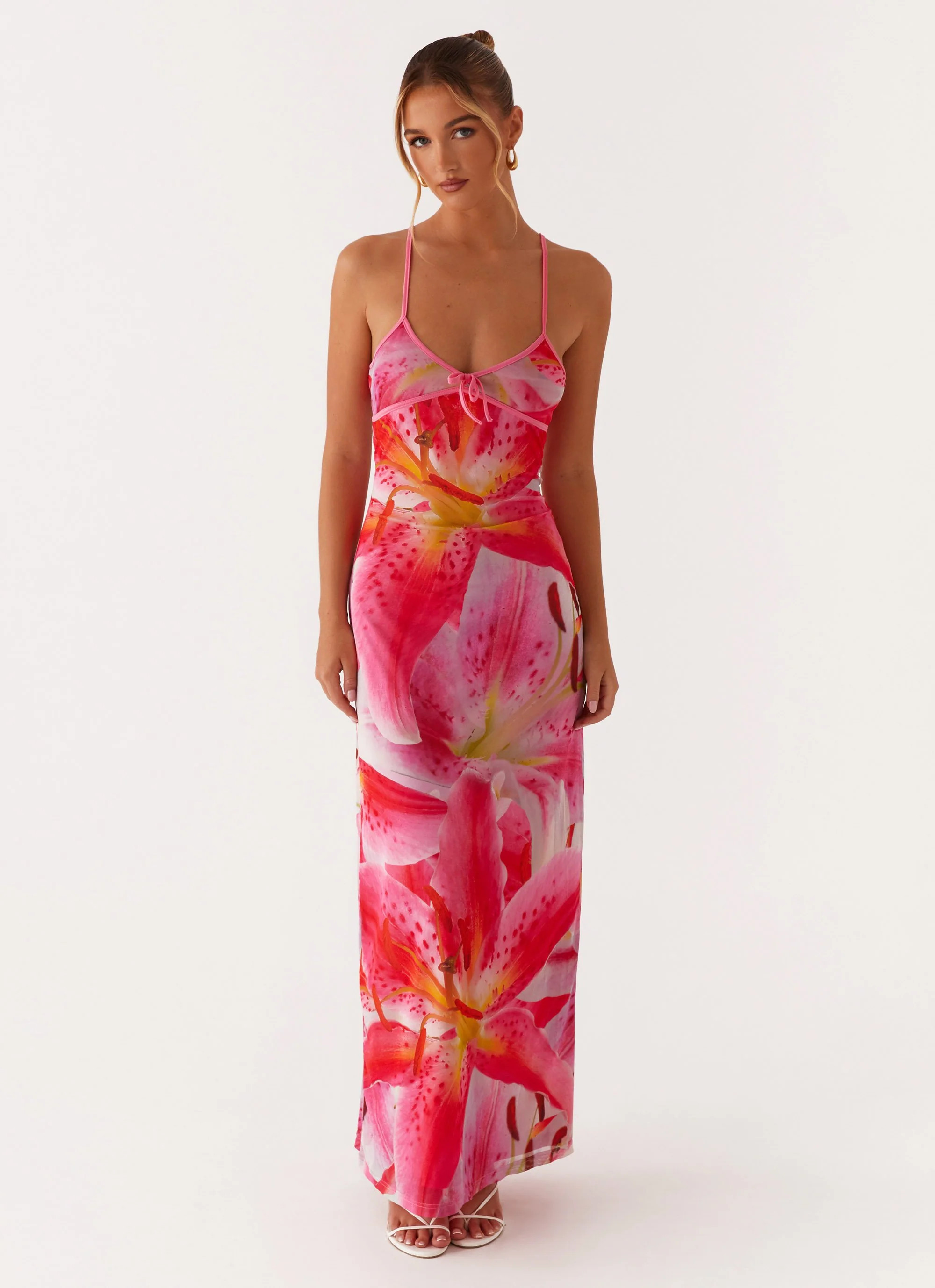 Claudie Maxi Dress - White Pink Lilly | Peppermayo (Global)
