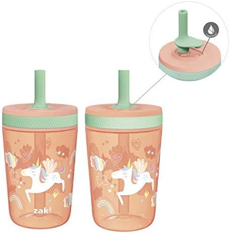 Zak Designs Kelso Tumbler Set 15 oz, ( Unicorn ) Non-BPA Leak-Proof Screw-On Lid with Straw Made of  | Amazon (US)