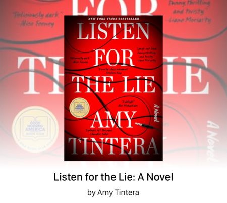 Book club book of the month for June. Listen for the Lie by Amy Tintera. 

Psychological thriller. Dark thrills. Novel. Women’s Book Club  

#LTKTravel #LTKHome #LTKGiftGuide