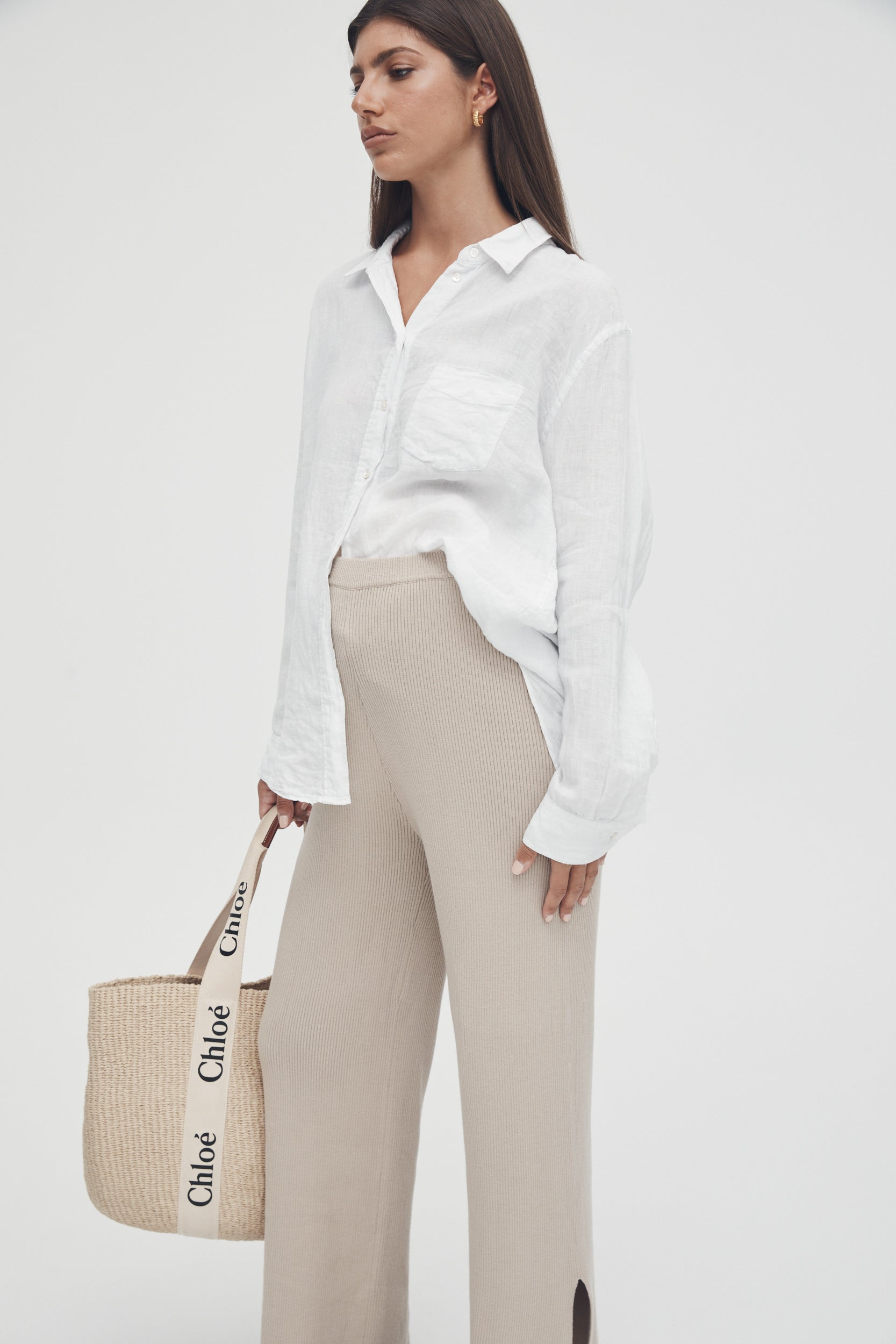 Knit Split Hem Pant (Oat) | Legoe Heritage Maternity