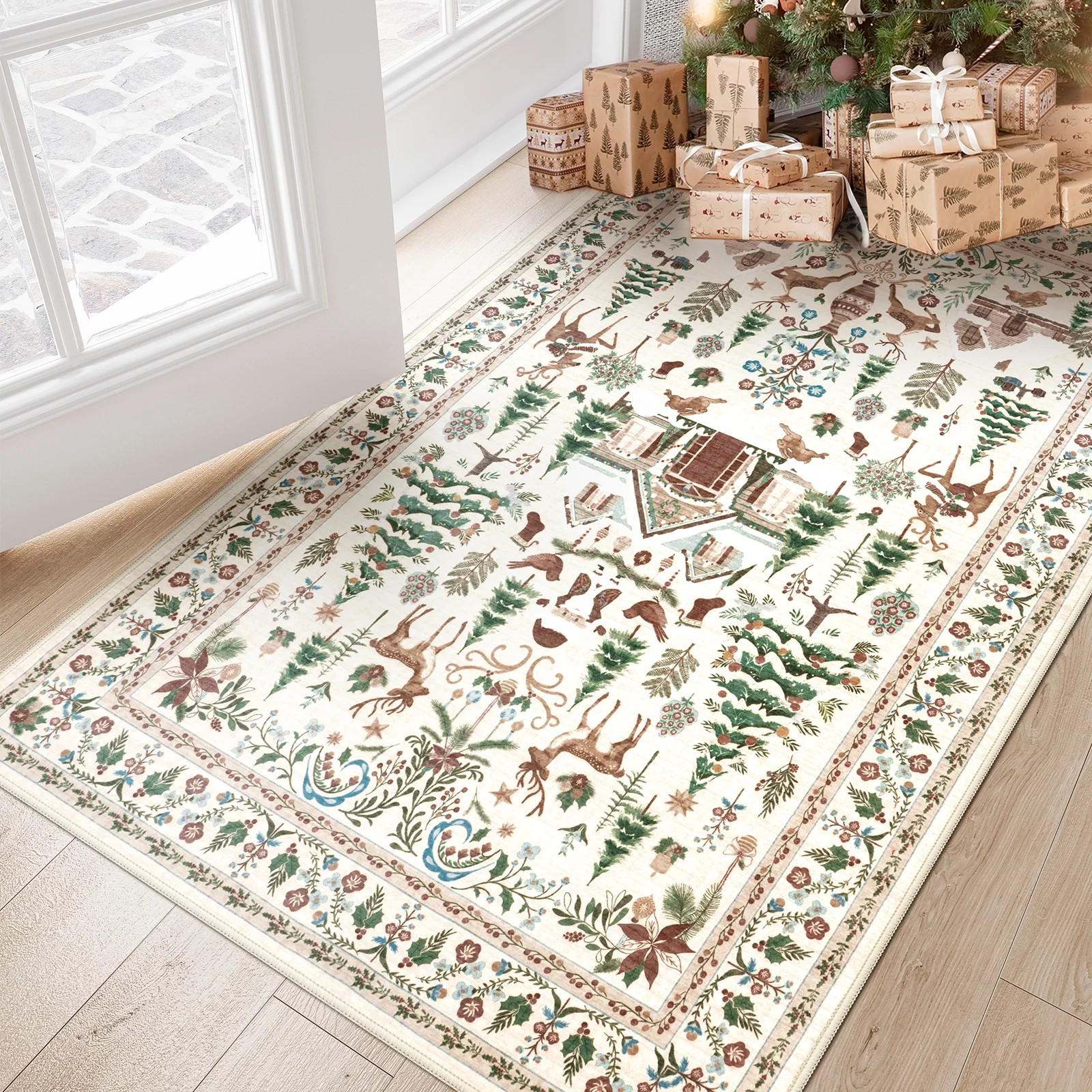 Moynesa 3'x5' Christmas Indoor Area Rug,Machine Washable Area Rugs for Bedroom Xmas Throw Rug Chr... | Walmart (US)