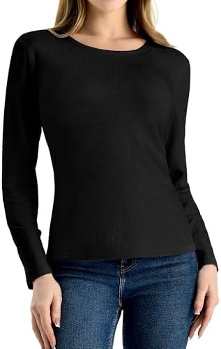 Walifrey Long Sleeve Shirts for Women Ribbed Top 2026 Fashion | Crew Neck, Slim Fit, Basic Tops, ... | Amazon (US)