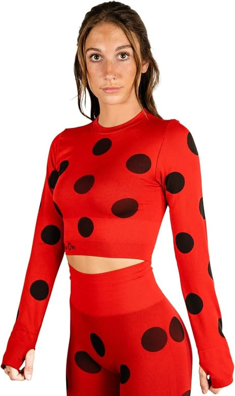 Miraculous Ladybug Womens Crop Top Active Cosplay - Seamless for Gym Workout, Exercise, Yoga, Run... | Amazon (US)