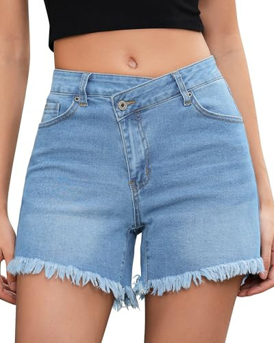 LookbookStore Raw Hem Denim Shorts Women's Denim Shorts Blue Jorts Jeans Shorts Women Country Concert Outfits Size X-Large Size 16 18 | Amazon (US)