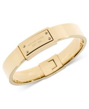 Michael Kors Gold-Tone Logo Plaque Bangle Bracelet | Macys (US)
